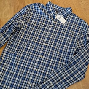Banana Republic Men's Blue and White Plaid Shirt